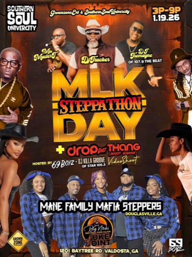 M_B show flyer · MLK Day Steppathon · Big Nick's Juke Joint, Valdosta GA · Jan 19