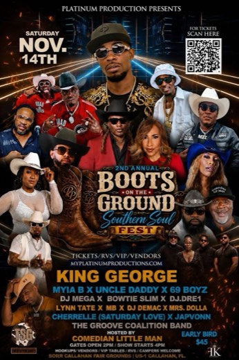 M_B show flyer &middot; Boots On The Ground Southern Soul Fest &middot; SORR Callahan Fair Grounds, Callahan FL &middot; Nov 14