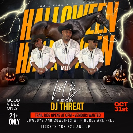 M_B show flyer · Halloween Trail Ride Night Show · MB ft. Stal'lyon · Oct 31